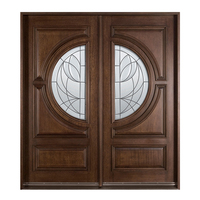 Chine Fournisseur Usine Prix Luxe Villa D'entrée Principale En Bois Massif Pour Porte de Verre D'art de Conception