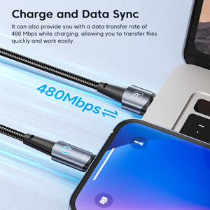 <span class=keywords><strong>Cable</strong></span> de Carga Rápida Toocki 2.4A, Carga Segura Inteligente, Transmisión de Datos de 480 Mbps y Diseño Resistente a la Flexión para Carga Rápida de <span class=keywords><strong>Apple</strong></span> - Product Image 3