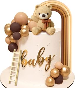 Set <span class=keywords><strong>de</strong></span> Decoración para Pastel <span class=keywords><strong>de</strong></span> Baby Shower con Osito <span class=keywords><strong>de</strong></span> Peluche, Arcoíris, Escalera <span class=keywords><strong>de</strong></span> Globos, Letras Doradas, Artículos para Fiesta <span class=keywords><strong>de</strong></span> Género Neutral - Product Image 4