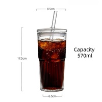Tasses à paille en verre à haute teneur en borosilicate avec couvercles 20OZ gobelet en verre café glacé eau Smoothie tasses en verre gobelet eau de café glacé