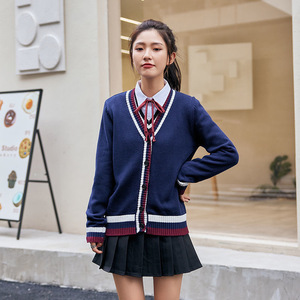 Suéter Cárdigan Preppy Nuevo <span class=keywords><strong>de</strong></span> Otoño/Invierno, Cuello en V, Accesorios para <span class=keywords><strong>Uniforme</strong></span> Escolar, Prenda <span class=keywords><strong>de</strong></span> Punto <span class=keywords><strong>de</strong></span> Poliéster, Unisex, para Maestros - Product Image 1
