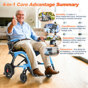 人気沸騰中！13kg超軽量カーボン電動車椅子 4 in 1 500Wブラシレスモーター 歩行器付き車椅子 看護師用車椅子 - Product Image 4