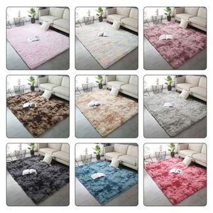 Tapis de luxe moderne en peluche, coloré arc-en-ciel et tie-dye, doux et moelleux, pour salon (vente en gros) - Product Image 5
