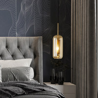 Lustre en verre de style nordique postmoderne, luxe léger, suspension LED, lumière chaude pour hôtel, salon, couloir, bar, comptoir