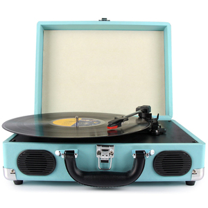Tocadiscos Estilo Maletín con Receptor Bluetooth Incorporado, Altavoces de 1W×2, Reproductor de Vinilo Retro Portátil, Alimentación de CA, 13.8x10x5.1 Pulgadas - Product Image 1