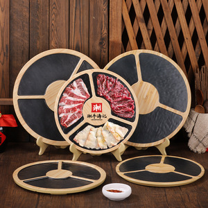 Plato de ternera para Hot Pot Chaoshan con filetes frescos de filete de res y plato triple de ternera con diseño de madera de melamina - Product Image 4