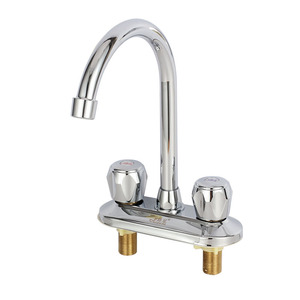 <b>Copper</b> Basin Faucet 2 Holes 2 <b>Handle</b> Deck Mounted Chrome Finish Classic Design - Product Image 5