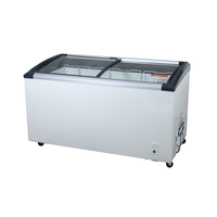 Congélateur coffre commercial pour supermarché, 220V50Hz, porte coulissante en verre incurvée, 358L