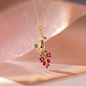 Collar de Flores Victoriano Vintage, Chapado en Oro con Esmalte y Colgante de Circonita/Perla, Elegante Joyería de Moda para Regalo - Product Image 4