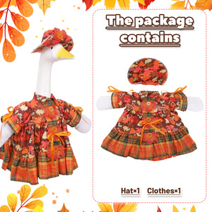 Robe à motif feuilles d'érable d'automne avec chapeau assorti pour tenue de canard de porche de 23 pouces, décoration de jardin et de pelouse, vêtements pour canard de porche - Product Image 5