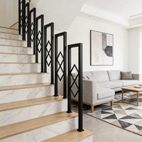 Colonne de garde-corps d'escalier moderne et durable en fer forgé noir en forme de U, simple, pour bricolage personnalisé, 10 pieds