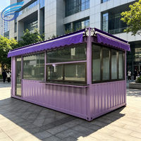 Rumah Kontainer Modern Komersial Struktur Baja Ukuran/Warna Dapat Disesuaikan untuk Kedai Kopi Kios Makanan Penggunaan Luar Ruangan
