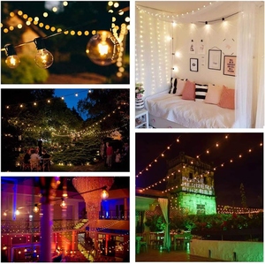 Ngoài trời <span class=keywords><strong>LED</strong></span> chuỗi Lights đen PVC Chất liệu 27 G40 rõ ràng Globe Bulbs IP44 không thấm nước 33ft treo Patio trang trí sân vườn cho - Product Image 6