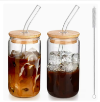 Ensemble de 8 pailles en verre pour verres à smoothie de 500 ml, compatibles micro-ondes et lave-vaisselle, réutilisables pour café glacé, cocktails, sodas, bières