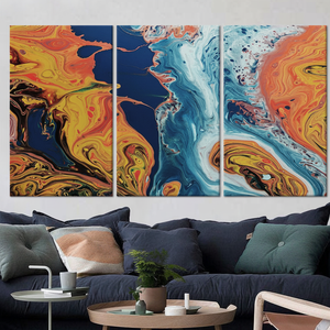 Modern Abstract Colorful <b>Canvas</b> Print: Vibrant Tempered Glass <b>Wall</b> Art,SET OF 3 <b>CANVAS</b> - Product Image 3