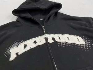 Custom Vintage Crop 100% algodón Zip up desgastado bordado parche Sudadera con capucha sudaderas con capucha de gran tamaño desgastados parches - Product Image 2