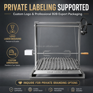 Asador Argentino Santa María, <span class=keywords><strong>Parrilla</strong></span> de Carbón de Acero Inoxidable con Elevación Manual y Asador Eléctrico - Product Image 5