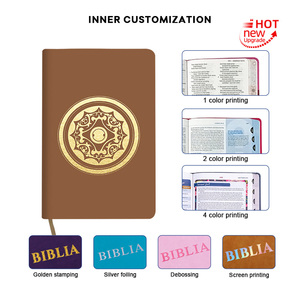 Biblia del Nuevo Testamento Multifuncional, Duradera, Nueva Versión Internacional, Económica, con Patrón de Grabado Personalizado, Marrón, Reciclable - Product Image 3