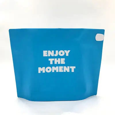Custom printed clothes plastic waterproof cloth zipper bags packaging big pillow blue mylar bag reclosable frosted zip lock bag