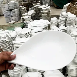 Vente en gros 1ton blanc céramique ton mélange plats assiettes vaisselle assiettes blancs dore en tonnes