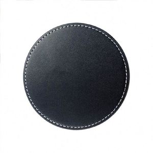 Hot Sale Genuine Leather Round Shape Tabletop Protection Drinks Whiskey <b>Coffee</b> Cup Coasters for Housewarming Custom Gifts - Product Image 4