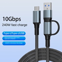 Kabel Data Fungsi Lengkap Dua-dalam-Satu PD240W Pengisian Cepat Notebook Hard Disk Tipe-C Bahan Anyaman