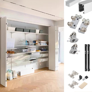 Rail de guidage pour <span class=keywords><strong>porte</strong></span> <span class=keywords><strong>coulissante</strong></span> de grange en aluminium, pour meuble de rangement bidirectionnel, <span class=keywords><strong>porte</strong></span> en bois - Product Image 1