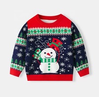 Nouveau pull de Noël d'hiver pour enfants, motif de dessin animé, col rond, tricot, tenue scolaire, garçons, filles, tissu élastique