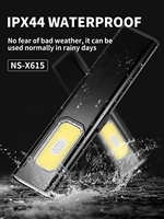 Lampe torche LED multifonctionnelle rechargeable USB-C, portable, plate, de poche, avec écran d'affichage, étanche, COB, lumière blanche et rouge
