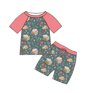 Milk Silk Kids Raglan Short Sleeve Set,Custom Print Toddler <b>Top</b> & Shorts 2 Pieces Outfit - Product Image 2