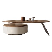 Mesa de centro de nogal con forma especial de estilo Medieval Retro francés, pequeño apartamento, sala de estar, hogar, combinación creativa de madera