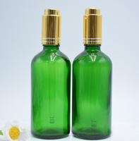 Flacon diffuseur d'huile essentielle en verre vert de 100 ml, flacon vide de 1,7 oz, atomiseur de parfum givré, vaporisateur fin à brume fine, vaporisateur en aluminium pour huile