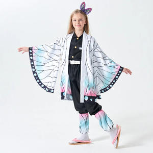 Disfraz de <span class=keywords><strong>Cosplay</strong></span> de Kimetsu No Yaiba Unisex Uniforme Kimono de Kochou <span class=keywords><strong>Shinobu</strong></span> Set Top Pantalones Poliéster para Fiestas de Halloween y Navidad - Product Image 1