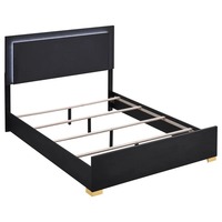 Ensemble de chambre à coucher moderne noir 5 pièces avec grand rangement et éclairage LED intégré, idéal pour chambre, hôtel, appartement
