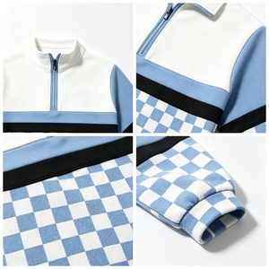 <span class=keywords><strong>Felpa</strong></span> <span class=keywords><strong>con</strong></span> Mezza Zip a Scacchi per Ragazze Tiaose, Pullover Bicolore per Bambini, Felpe Casual Delicate sulla Pelle per Ragazze - Product Image 4