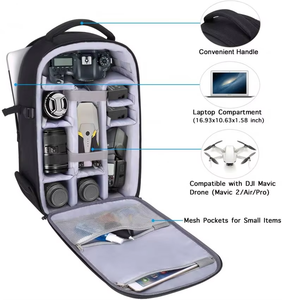 Sac à dos pour appareil photo de grande capacité, étanche, avec rangement intégré, pour appareil photo numérique reflex numérique, drone, ordinateur portable, en nylon - Product Image 2