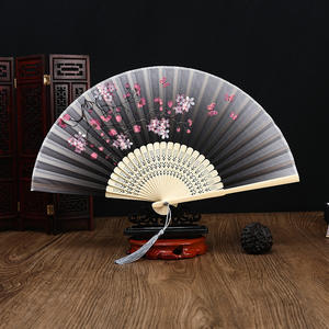 مروحة يد شخصية قابلة للطي للنساء سيدات أزهار الكرز مراوح حريرية خيزران يابانية كلاسيكية صينية لحفلات الزفاف - Product Image 3