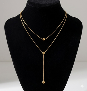 Colliers élégants à plusieurs niveaux, ornements de cou en argent plaqué or à double brin avec chaînes de longueurs irrégulières - Product Image 2