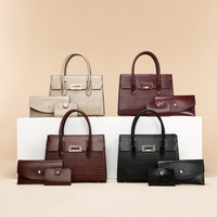 Ensemble de sacs à main en cuir PU à motif crocodile pour femmes, grande capacité, sac à bandoulière, sac à main avec porte-monnaie pour le travail et la vie quotidienne