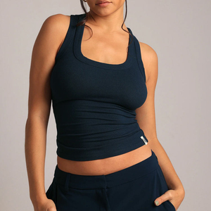 Camiseta sin mangas acanalada transpirable personalizada de fábrica 2026, <span class=keywords><strong>chaleco</strong></span> acanalado de algodón ligero supersuave con forma de T para <span class=keywords><strong>mujer</strong></span> - Product Image 4