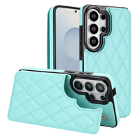 Pour Samsung Galaxy S26 S25 S24 – Coque arrière antichoc en cuir, étui pliable multifonctionnel classique avec double bouton