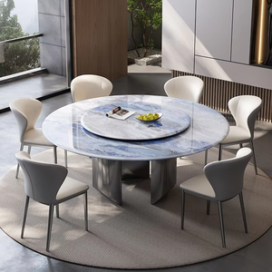 High-end di lusso moderno tavolo da pranzo rotondo Set in acciaio al carbonio sedia <span class=keywords><strong>e</strong></span> tavolo combinazione Design - Product Image 2