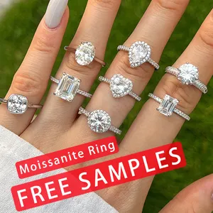 2024 nuevo anillo de compromiso Moissanite anillos S925 plata esterlina señora Moissanite anillo para boda