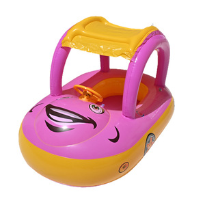 Flotador Inflable para Bebés con Forma de Bote, con Sombrilla y Volante, para Jugar en el Agua, 80x60x55cm, Diseño de Dibujos Animados - Product Image 4