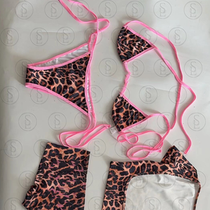 Ensemble de maillots de <span class=keywords><strong>bain</strong></span> de luxe pour femmes 2026, avec logo personnalisé, sexy, 3 pièces, pour le fitness, comprenant un micro mini bikini, un t-<span class=keywords><strong>shirt</strong></span> court et un maillot de <span class=keywords><strong>bain</strong></span> uni à motif fruité - Product Image 5