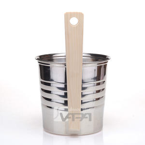 Vapasauna-cubo y cucharones de acero inoxidable para Sauna, color negro <span class=keywords><strong>azulado</strong></span>, con mango de <span class=keywords><strong>pino</strong></span>, gran oferta, fabricante directo - Product Image 3