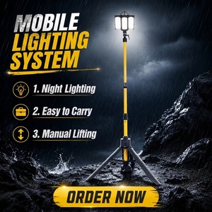 เสาไฟส่องสว่างแบบพกพา IP67 กันน้ำ ความสูงปรับได้ 4 เมตร ไฟ LED สำหรับงานก่อสร้าง - Product Image 1