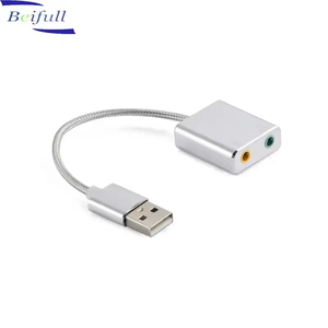 Adaptador de audio USB <span class=keywords><strong>Tarjeta</strong></span> de sonido estéreo externa con conector de micrófono y auriculares de 3,5mm para Windows Mac Linux - Product Image 2