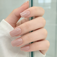Ongles en gelée rose courts carrés en ABS à presser, couleur unie, finition brillante, design pour doigts