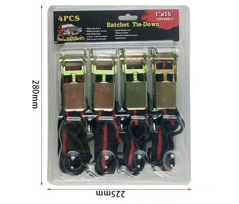 Wholesale Heavy Duty Ratchet Tie Down Flatbed Cargo Lashing Belt Strap With Flat Hook